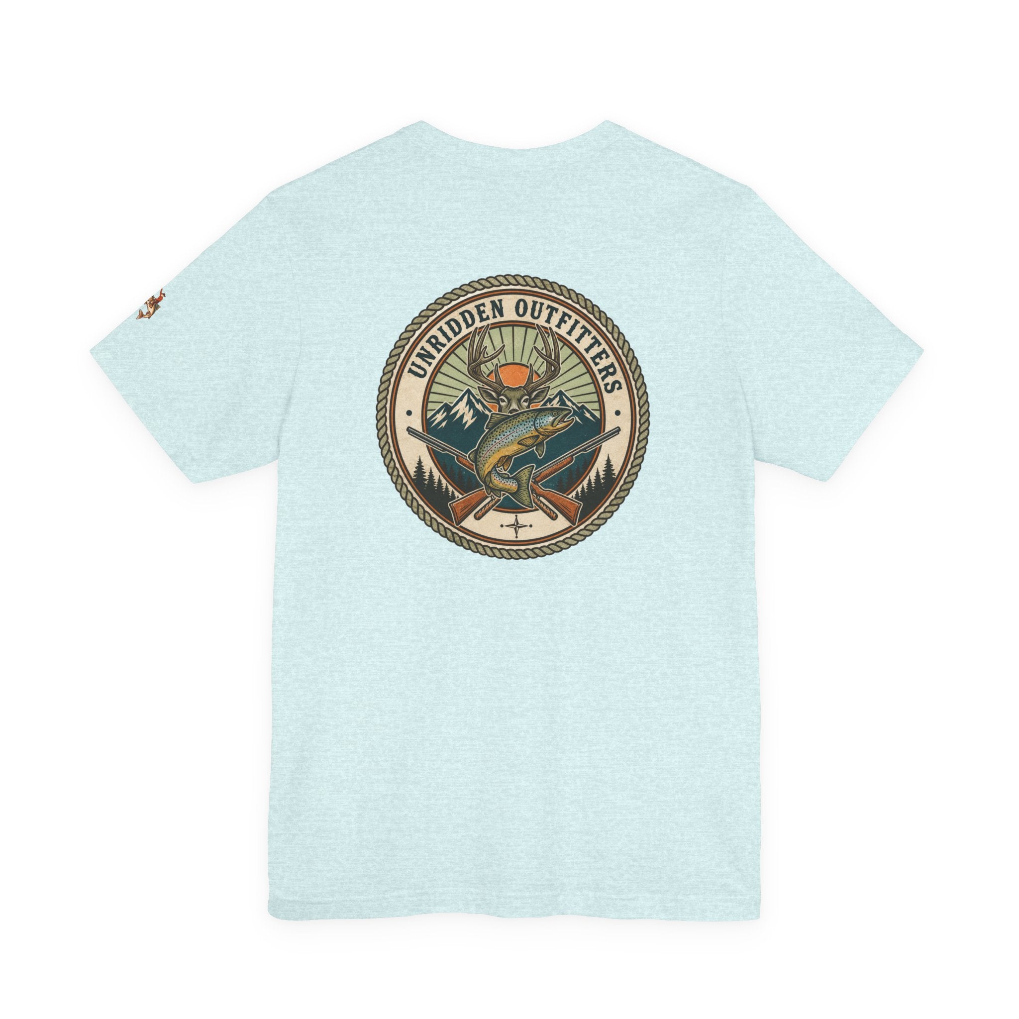 Outdoor Fishing Graphic Tee — “Unridden Outfitters” Logo T‑Shirt