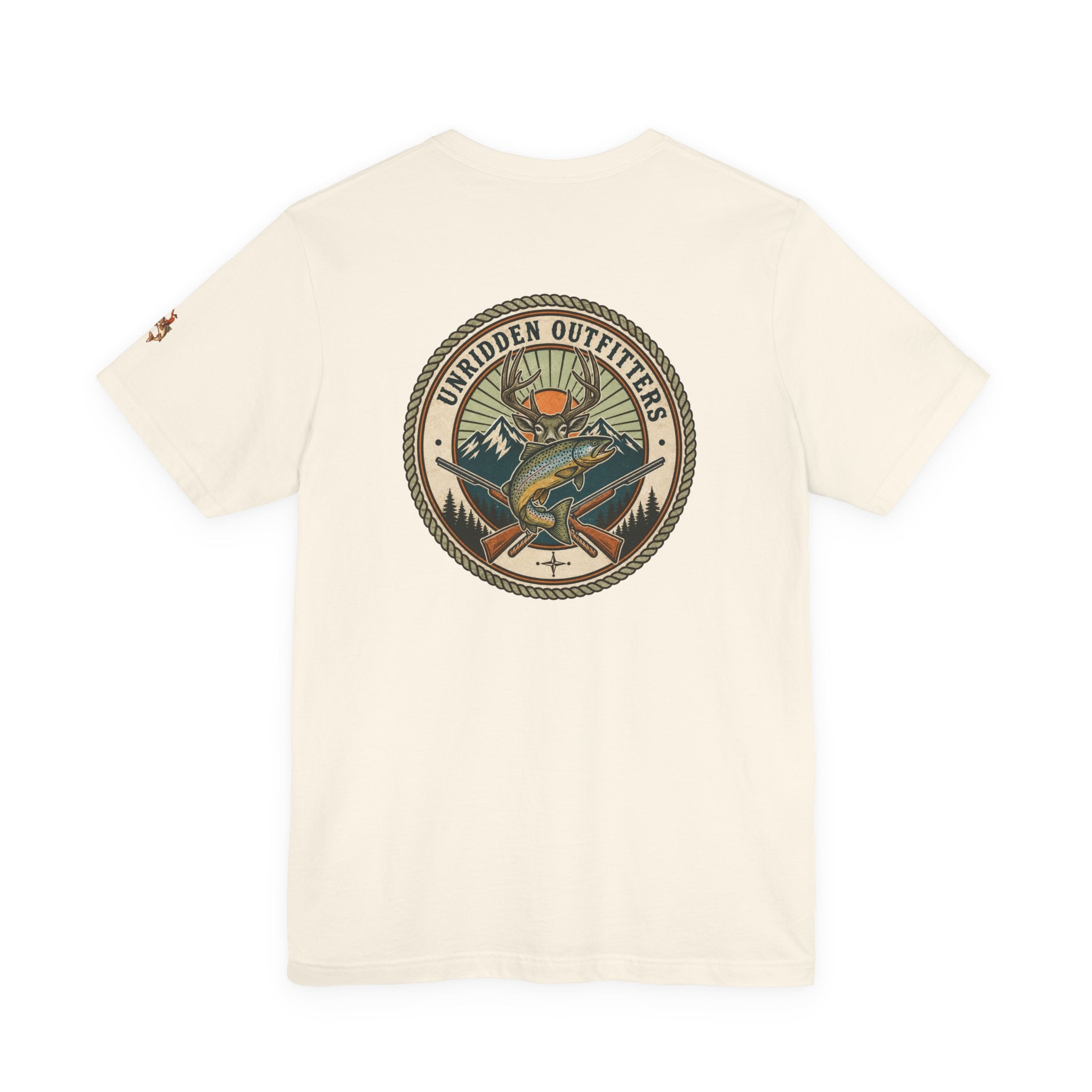 Outdoor Fishing Graphic Tee — “Unridden Outfitters” Logo T‑Shirt