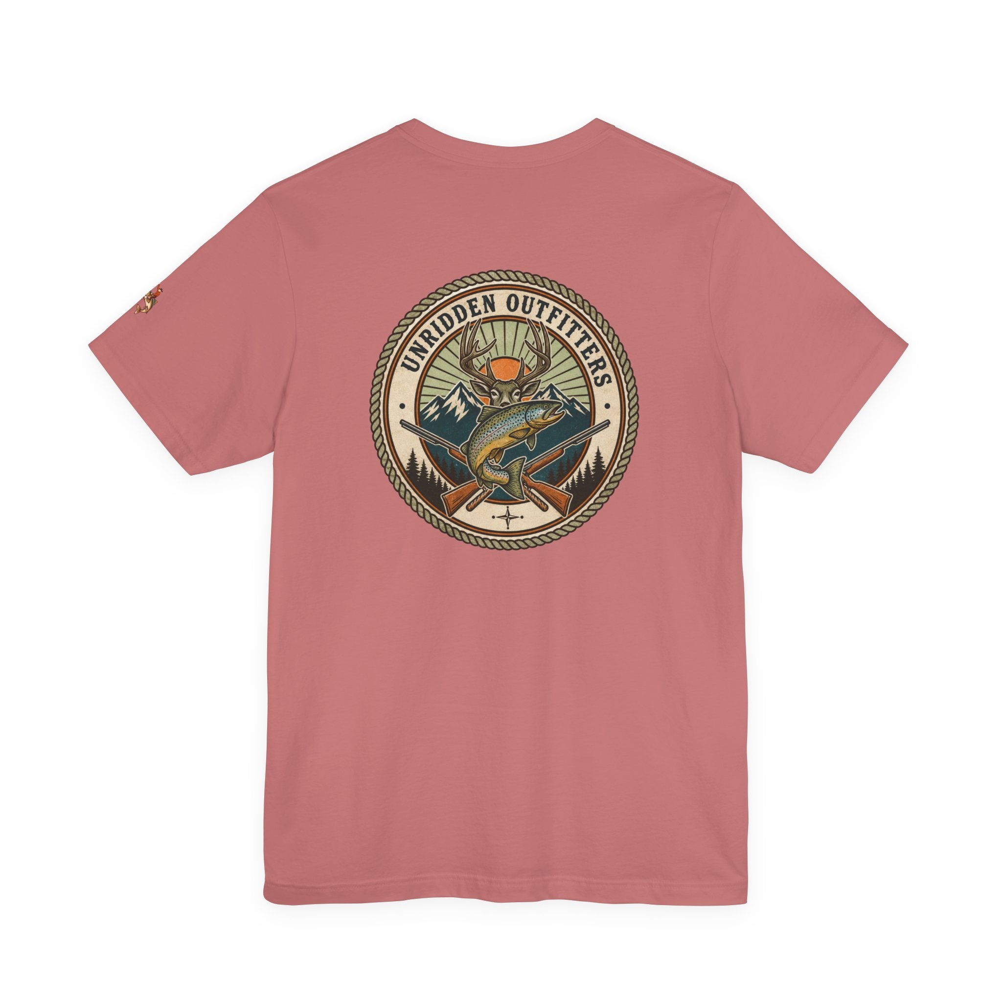 Outdoor Fishing Graphic Tee — “Unridden Outfitters” Logo T‑Shirt