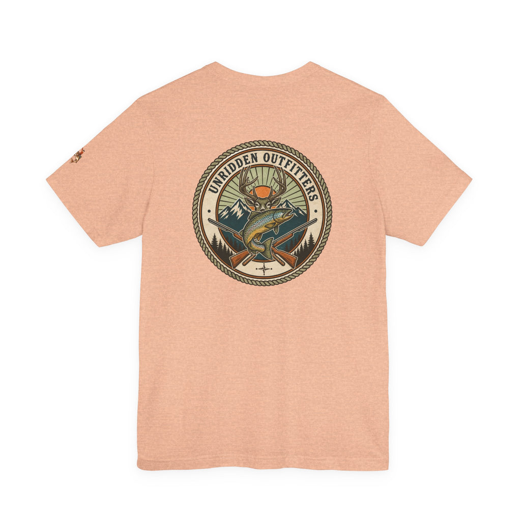 Outdoor Fishing Graphic Tee — “Unridden Outfitters” Logo T‑Shirt